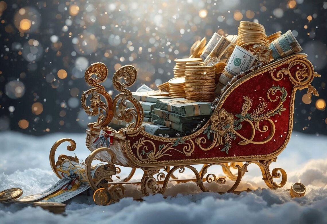 santa's sleigh full of money